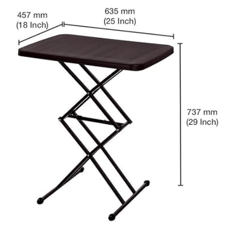 Supreme Scissor Height-Adjustable Rectangular Multi-Purpose Contemporary Plastic Folding Table (Globus Brown) - Image 4